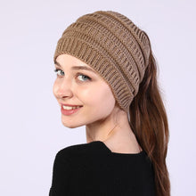 Load image into Gallery viewer, Large Opening Winter Knitted Ponytail Beanie